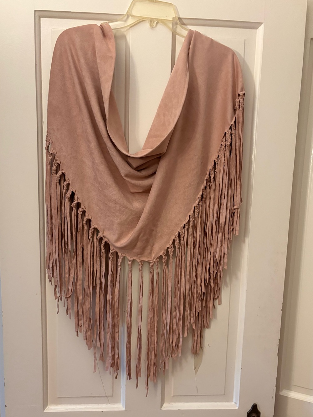 Fringed Triangle Shawl Scarf in Dusty Rose